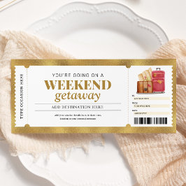 Convite Presente de Viagem de Fim de Semana Ouro Voucher