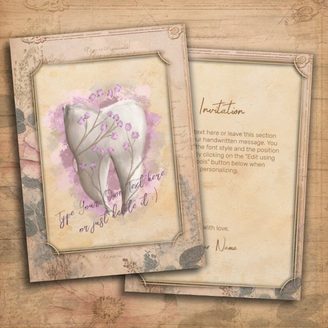 Convite Presente dentário elegante Vintage (Criador carregado)