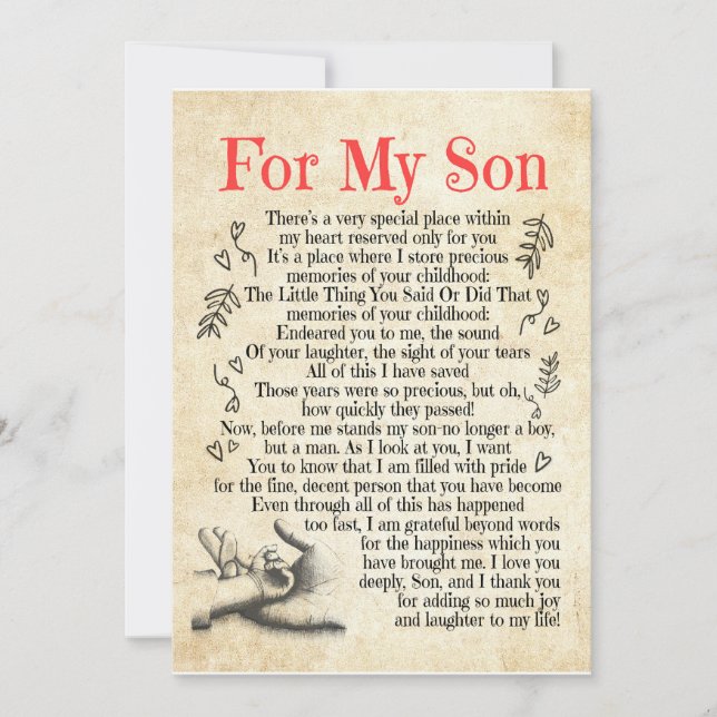 Convite Presente do Filho | Para Meu Filho Obrigado Por Ad (Frente)