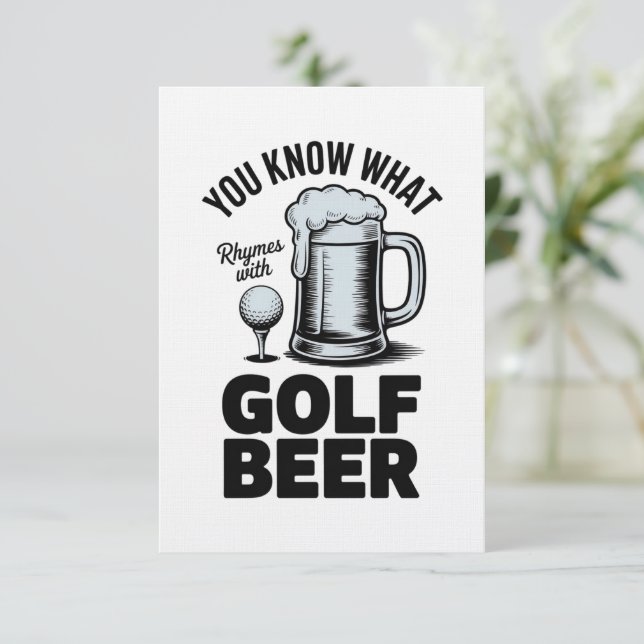 Convite Presente engraçado de golfe cerveja jogador de gol (Em pé/Frente)