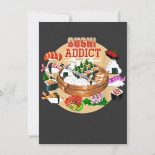 Convite Presente engraçado de T-S sushi addict amante de c