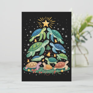 Convite Presente Engraçado de Tartaruga de Natal Árvore de