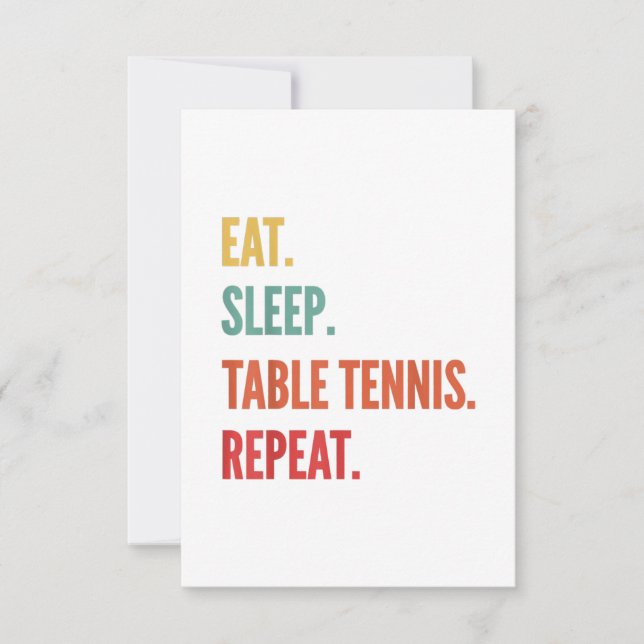 Convite Presente engraçado de tênis de mesa, comer dormir  (Frente)