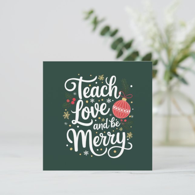 Convite Presente engraçado para professor Natal Ensine Amo (Em pé/Frente)
