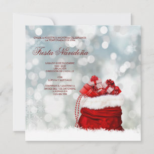 Convite Presente Espanhol Saco de Natal de Santa Cheio de