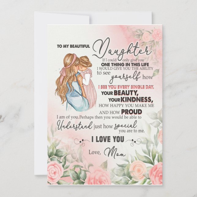 Convite Presente Filha | Carta Para Minha Filha Da Mamãe (Frente)