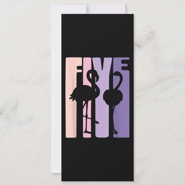 Convite Presente Fofo de 5º Aniversário Eu Flamingo Eu 5 A (Frente)