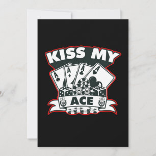 Convite Presente para Jogador de Poker Kiss My Ace Cartas
