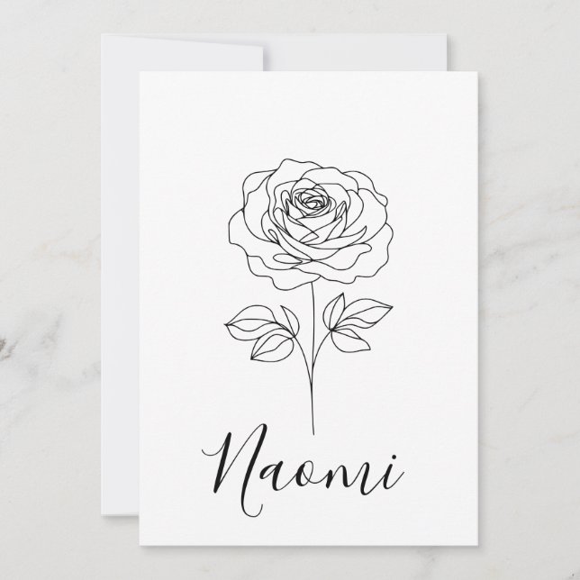 Convite Presente Personalizado da Flor de Nascimento Rosa  (Frente)