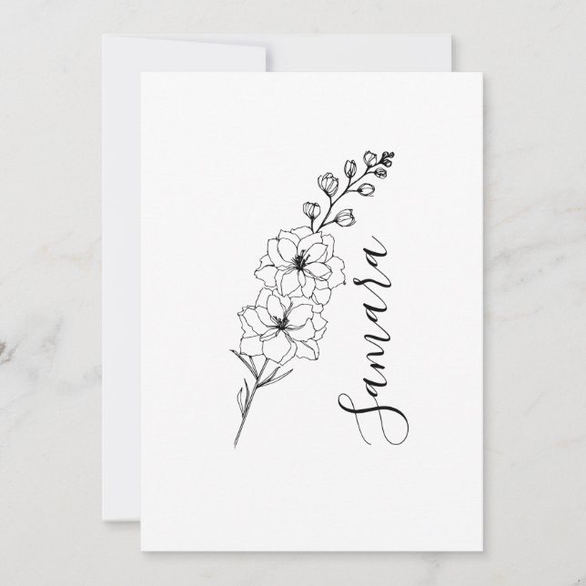 Convite Presente Personalizado de Flor de Nascimento Delph (Frente)