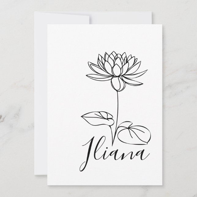 Convite Presente Personalizado de Flor de Nascimento Lírio (Frente)