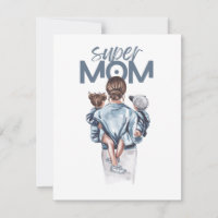 Presente Personalizado Super Mãe com Filho e Filha