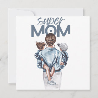 Convite Presente Personalizado Super Mãe com Filho e Filha
