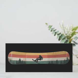 Convite Presente Retro de Esportes de Inverno para Snowboa