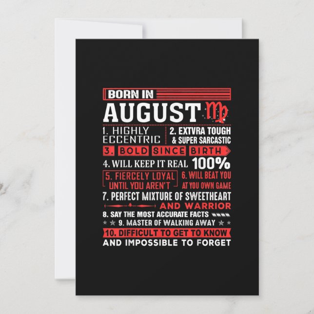 Convite Presentes de Aniversário de Agosto - Nascidos em A (Frente)