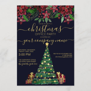 Convite Presentes de Árvore de Férias Douradas Férias, Nat