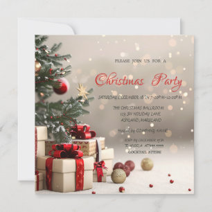 Convite Presentes de árvore de Natal Bokeh Corporate Chris