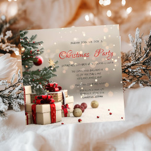 Convite Presentes de árvore de Natal Bokeh Corporate Chris