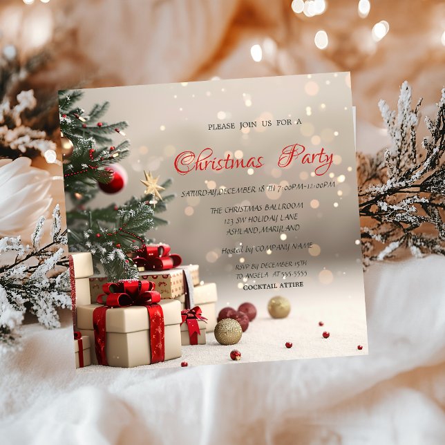 Convite Presentes de árvore de Natal Bokeh Corporate Chris (Criador carregado)