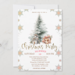 Convite Presentes de Árvore de Natal Flocos de Neve