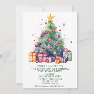 Convite Presentes de árvore de Natal Partido Verde