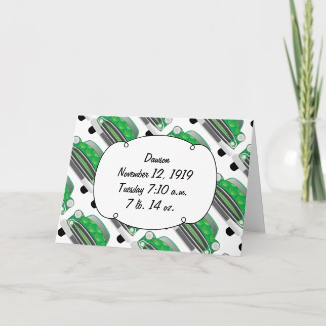 Convite Presentes de Chá de fraldas de carro retrô verde-d (Frente)