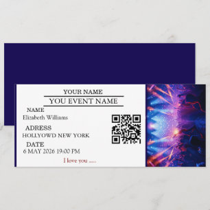 Convite Presentes de Ingresso de Concerto Personalizado Pr