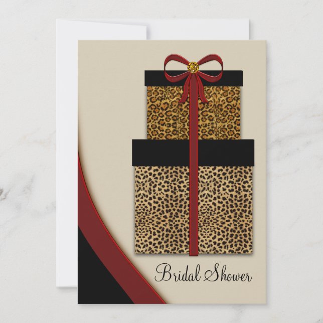 Convite Presentes de Leopardo Vermelho Despedida de Soltei (Frente)