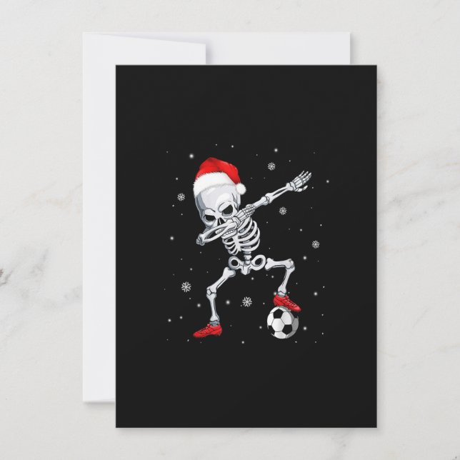 Convite Presentes de Natal Dabbing Skeleton Futebol Santa  (Frente)