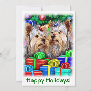 Convite Presentes de Natal de Yorkshire Terrier