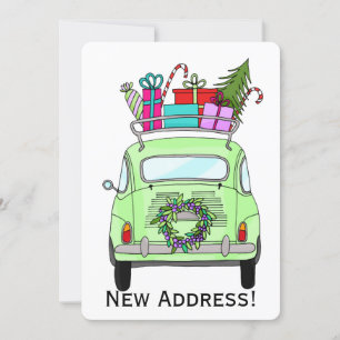 Convite Presentes de Natal do New Address Green Retro Fiat