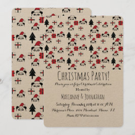 Convite Presentes de Natal Panda Árvores de Natal