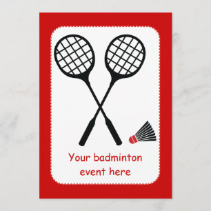 Convite Presentes do Badminton, raquete e costume do