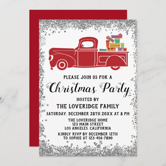 Convite Presentes do Papai Noel Vermelho Festa de Natal Pr (Frente/Verso)