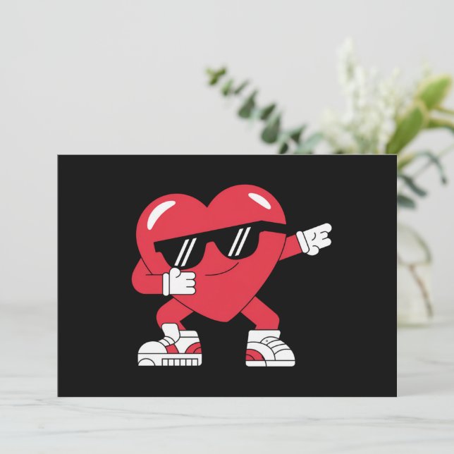 Convite Presentes Engraçados Coração Dabbing Dia dos Namor (Em pé/Frente)