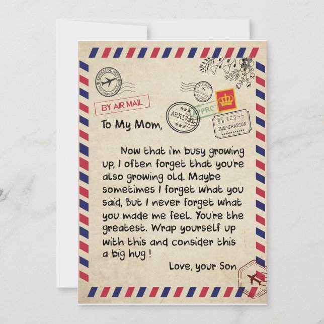 Convite Presentes para Mãe | Carta para Minha Mãe Amor do  (Frente)