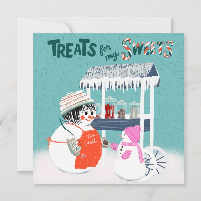 Convite Presentes Para Meus Doces Mulher de Neve e Criança (Frente)