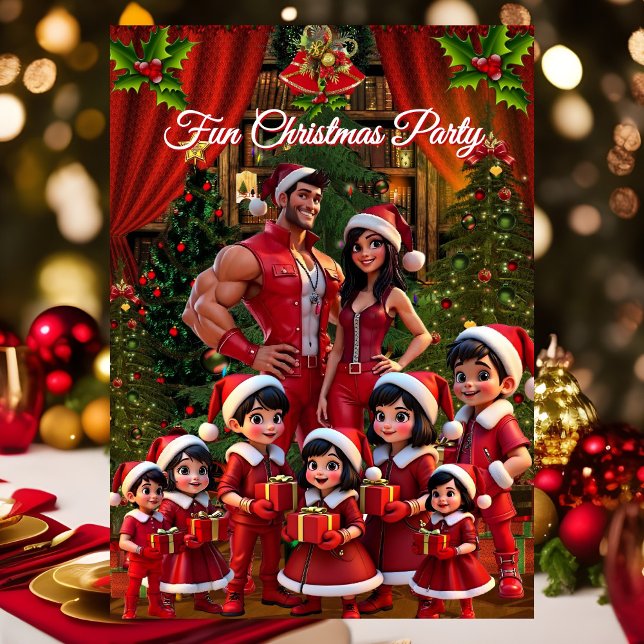 Convite Presentes Vermelhos e Verdes de Natal Divertidos p (Criador carregado)