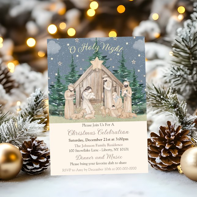 Convite Presépio de Natal em Aquarela (Criador carregado)