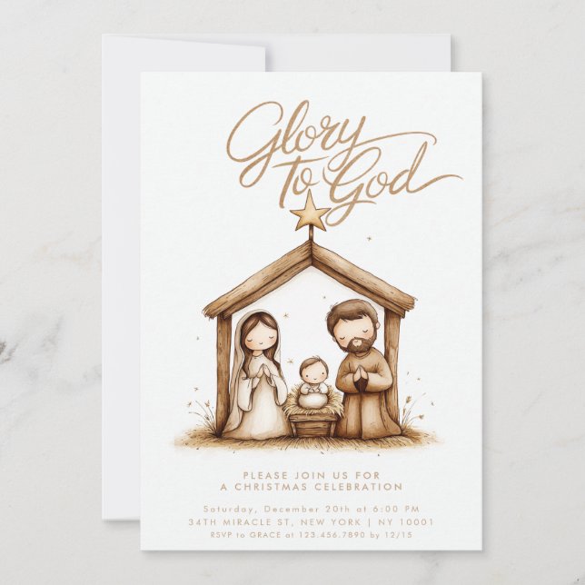 Convite Presépio Menino Jesus Religioso Natal (Frente)