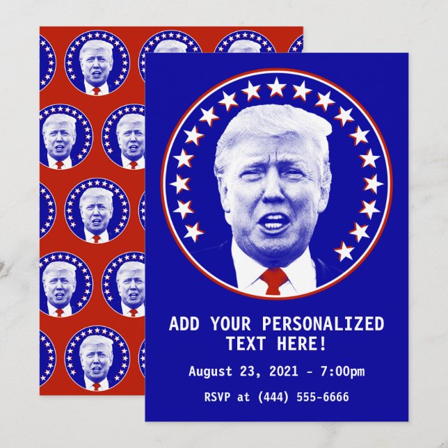 Convite Presidente Donald Trump em Azul (Frente/Verso)
