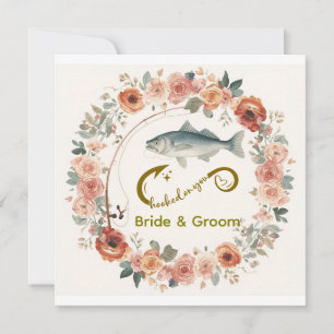 Convite Presos em você amantes da pesca Casamento Aquarela