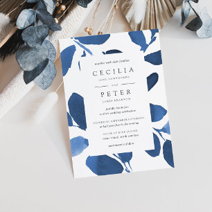 Convite Pressed Botanical Wedding Invitation   Indigo