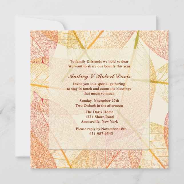 Convite pressionado das folhas (Frente)