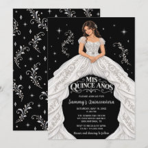 Preta Branca Princesa Prata Quinceañera