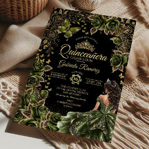 Preta e Esmeralda Verde Tiara Dourada Quinceañera