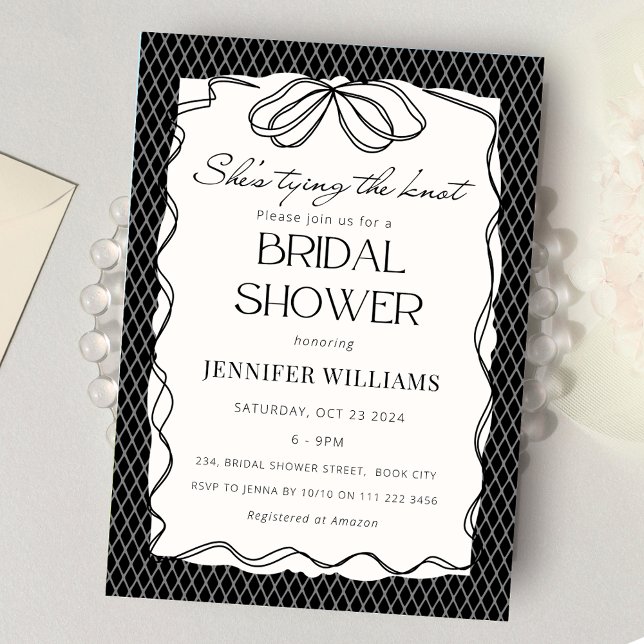 Convite Preta Ela é Casando de renda (Black She's Tying the Knot Bridal Shower Invitation)