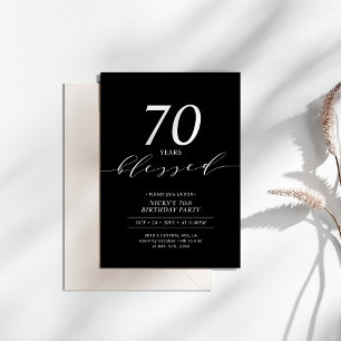 Convite Preto & Branco   70 Anos Amados Festa de Aniversár