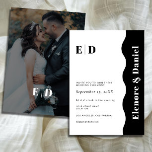 Convite Preto & Branco Casamento de Fotografias de Onda