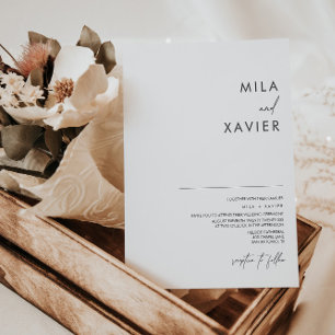 Convite Preto & Branco Casamento mínimo moderno